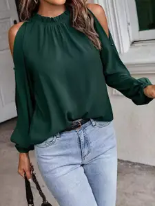 StyleCast Women Cold-Shoulder High Neck Top