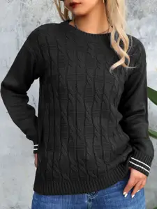 StyleCast x Revolte Women Cable Knit Round Neck Pullover Sweater