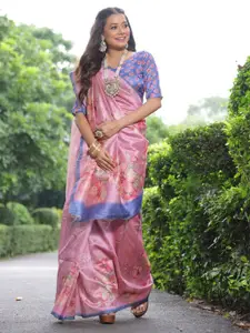 Anouk Floral Silk Blend Tussar Saree