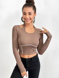 StyleCast Women Round Neck Fitted Crop Top