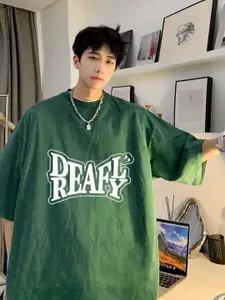 StyleCast Men Typography Printed Round Neck Pure Cotton Oversized T-shirt