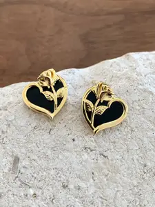 KRENOZ Gold-Plated Heart Shaped Studs