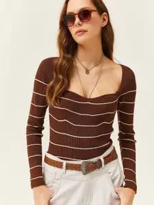 Olalook Women Long Sleeves Striped Top