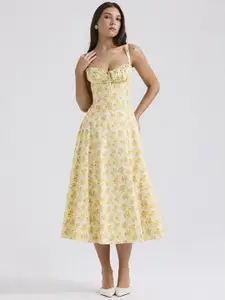 StyleCast x Revolte Floral Print Fit & Flare Midi Dress