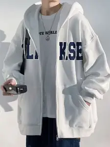 StyleCast x Revolte Men Typography Printed Hooded Sweatshirt