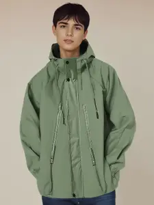 StyleCast x Revolte Men Hooded Solid Casual Bomber Jacket