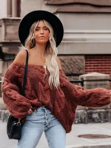 StyleCast Women Cable Knit Off-Shoulder Pullover