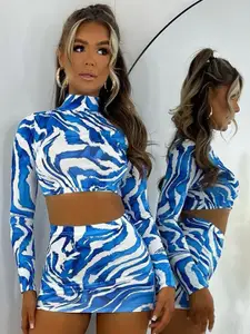 StyleCast Abstract Printed Top With Skirt Co-Ords