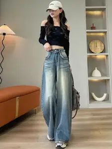 StyleCast Women Wide Leg Light Fade Jeans