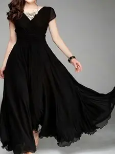 StyleCast Mandarin Collar Georgette Dress