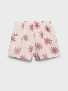 Mango Kids Girls Cotton Geometric Printed Shorts