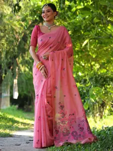 Anouk Women Floral Printed Jaali Polycotton Indie Florals Muga Saree