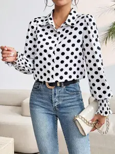 StyleCast Women Spread Collar Polka Dots Printed Casual Shirt