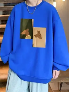 StyleCast x Revolte Men Graphic Printed Round Neck Pullover Sweatshirt