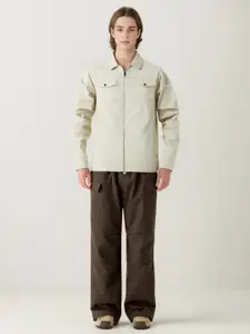 StyleCast x Revolte Men Spread Collar Solid Casual Leather Jacket