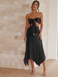 StyleCast Black Strapless Top & Accordion Pleated Skirt