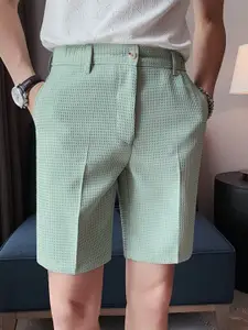 StyleCast Men Green Self Design Mid-Rise Shorts