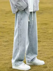 StyleCast x Revolte Men Mid-Rise Wide Leg Light Fade Jeans