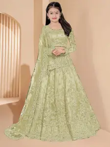 BAESD Girls Embellished Semi-Stitched Lehenga & Unstitched Blouse With Dupatta