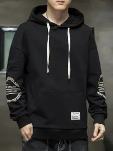 StyleCast x Revolte Men Typography Printed Hooded Sweatshirt