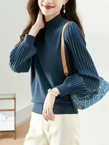 StyleCast High Neck Striped Top