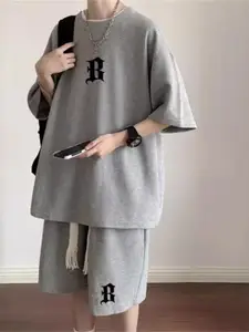 StyleCast Printed Round Neck T-Shirt With Shorts