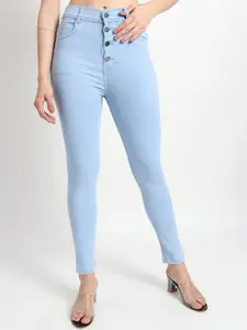 TYFFYN Women Slim Fit High Waist Trend Four Button Design Jeans