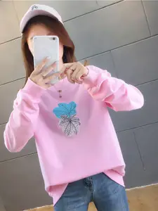 StyleCast x Revolte Floral Printed Cotton Longline Sweatshirt