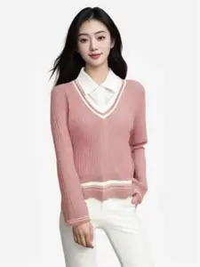 StyleCast Women V-Neck Long Sleeves Pullover