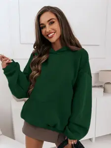 StyleCast Green Hooded Terry Pullover Sweatshirt