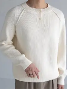 StyleCast x Revolte Men Ribbed Self Design Henley Neck Pullover Ribbed Sweater