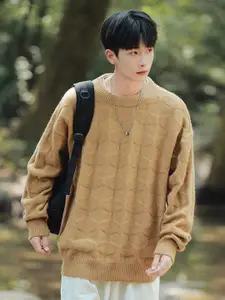 StyleCast x Revolte Men Self Design Longline Pullover Sweaters