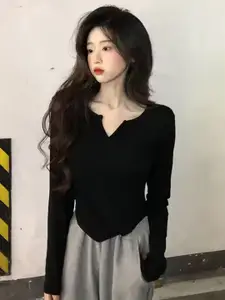 StyleCast Women V-Neck Solid Sweatshirt