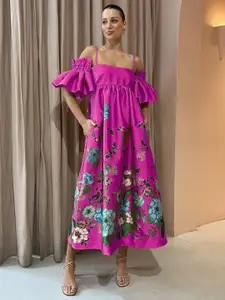 StyleCast x Revolte Floral Print A-Line Midi Dress