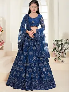 BAESD Girls Embroidered Semi-Stitched Lehenga & Unstitched Blouse With Dupatta
