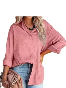 StyleCast Rust Abstract Printed Long Sleeves Satin Casual Shirt