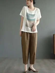 StyleCast Women Graphic Printed Round Neck Cotton Top