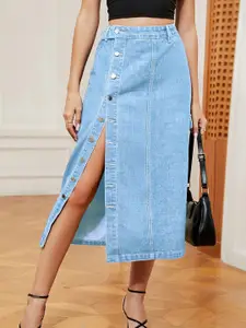 StyleCast A-Line Denim Midi Skirts