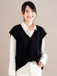 StyleCast Women Self Design Cable Knit Pullover