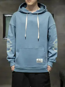 StyleCast x Revolte Men Typography Printed Hooded Sweatshirt