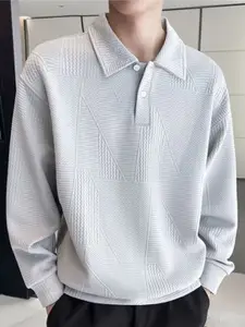 StyleCast x Revolte Men Self Design Shirt Collar Sweatshirt