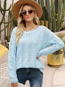 StyleCast Women Self Design Round Neck Pullover