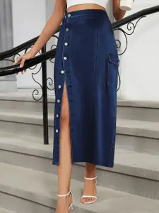 StyleCast  A-Line Denim Midi Skirts