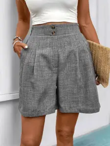 KPOP Women Solid Regular Fit Above Knee Shorts