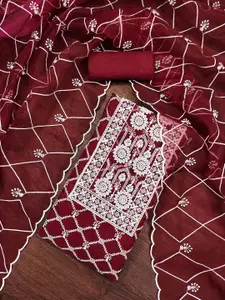 Panzora Floral Embroidered Sequinned Organza Unstitched Dress Material