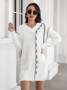 StyleCast Women White & Black Longline Pullover