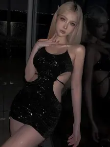 StyleCast Sequin Embellished Cut Out Mini Party Dress