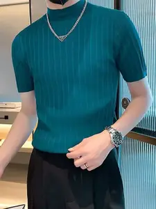 StyleCast x Revolte Men Striped High Neck T-shirt