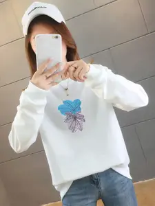 StyleCast x Revolte Floral Printed Cotton Longline Sweatshirt