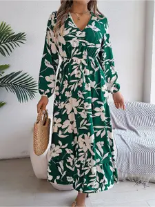 StyleCast x Revolte Puff Sleeve Fit & Flare Midi Dress